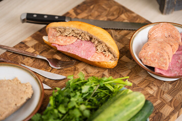Image of fresh fruits and vegetables on the kitchen table