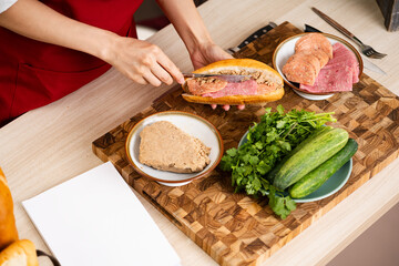Image of fresh fruits and vegetables on the kitchen table