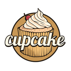 Cupcake logo drawing design template
