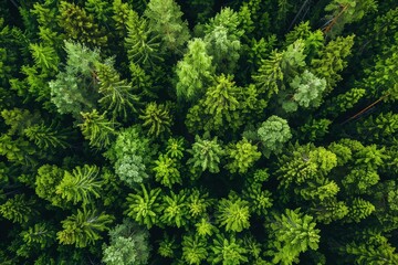 Fototapeta premium Rural Finland Forest: Aerial View of Summer Trees