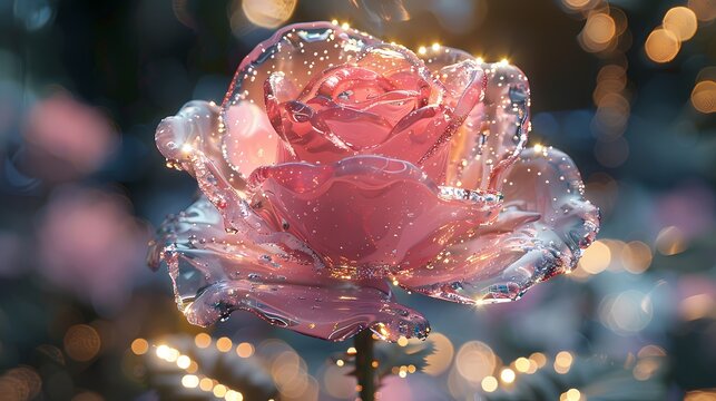 Digital technology pink crystal rose poster background