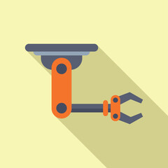 Colorful, flat design vector illustration of a robotic arm on a beige background