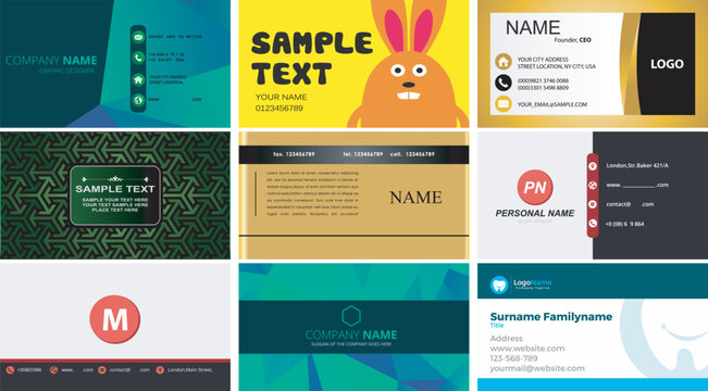 Print, Set of creative and modern business card template design, vector business card sets, bundle of business card and vector visiting card set template design, بطاقة زيارة, بطاقات العمل