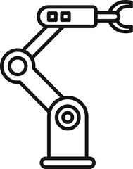 Simplified line drawing of an industrial robotic arm, isolated on white background