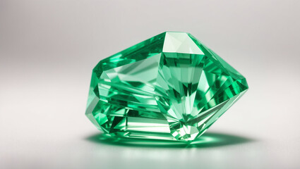 large, emerald cut gemstone on white background