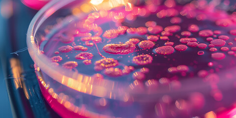 Transparent Laboratory Petri Dish with Liquid Sample
