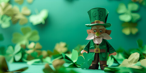 Cheerful Cartoon Leprechaun Among Shamrocks St Patrick's Day Fun