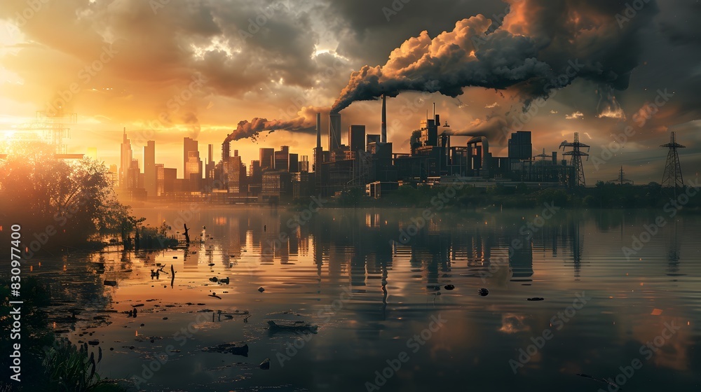 Poster escalating levels of greenhouse gases trigger runaway climate change, unleashing chaos as ecosystems