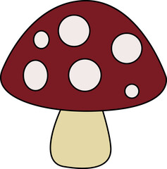 Hand Drawn Mushroom Vector Illustration in Black, Red, and White