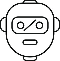 Black and white line drawing of a simple robot face, suitable for tech and ai concepts