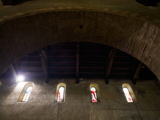 Interior of the medieval church of SS. Pietro e Paolo at Agliate, Brianza, Italy