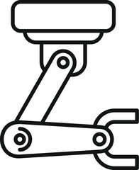 Vector illustration of a mechanical arm icon in a line art style, isolated on white background