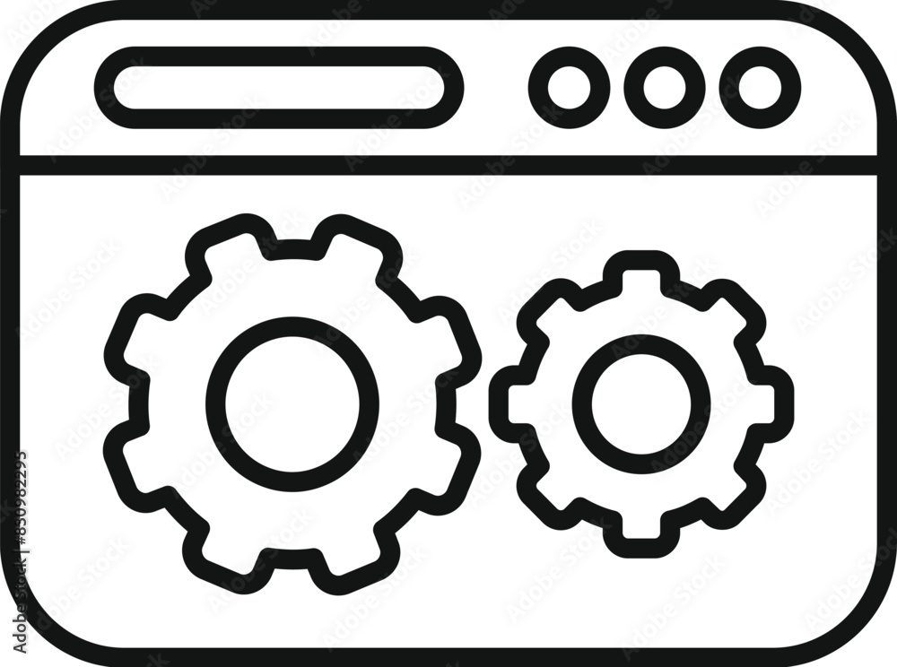 Poster vector illustration of a browser window with gears, symbolizing website settings or preferences