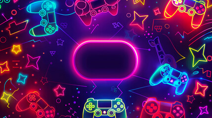 Gaming Icons and Neon Wallpaper Design Images..