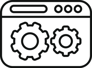 Vector illustration of a browser window with gears, symbolizing website settings or preferences