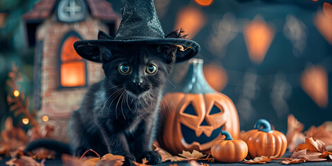 Halloween Cat Pumpkin King Celebration
