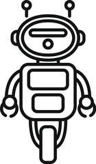Vector graphic of a cute, friendlylooking cartoon robot in black and white