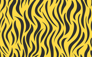 Hand drawn Royal Bengal Tiger yellow theme minimalist abstract seamless pattern vector texture fabric prints textile wallpaper