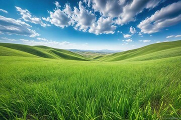 Fototapeta premium green field and blue sky