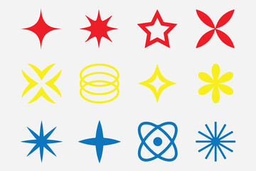 A lively assortment of colorful geometric and organic shapes set a, perfect for vibrant and joyful projects.