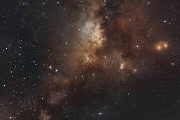 Obraz premium A stunning view of the Milky Way galaxy showcasing the bright cosmic dust, stars, and intricate celestial formations in deep space.