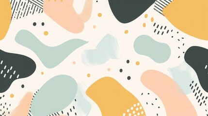 Fototapeta premium Abstract background featuring colorful organic shapes and patterns in pastel tones, ideal for modern design projects and artistic creativity.