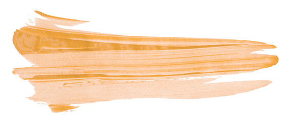 Orange brush strokes isolated on transparent background.