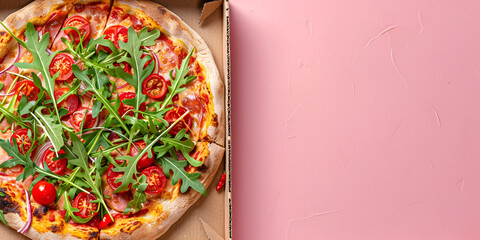 Sizzling Pizza Presentation on Pink Background

