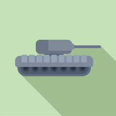 Minimalistic flat design of a military tank on a green background, suitable for various designs