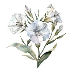 Vintage watercolor flower and wildflowers isolated on white background, old botanical illustration 