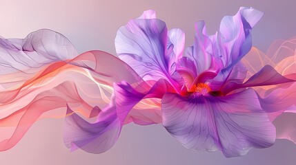 Digital technology transparent abstract light purple iris flower poster background