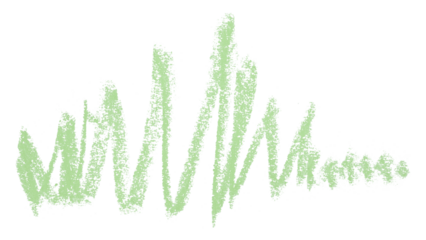 green pencil strokes isolated on transparent background