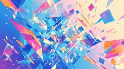 A vibrant and dynamic abstract background featuring a multitude of colorful geometric shapes