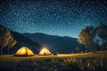 camping in the night