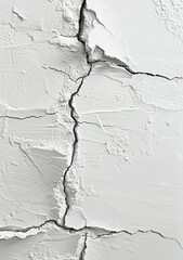 Fototapeta premium White Cracked Wall Texture Close-Up.
