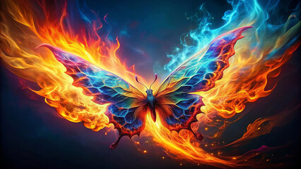 Abstract multicolored background with butterfly