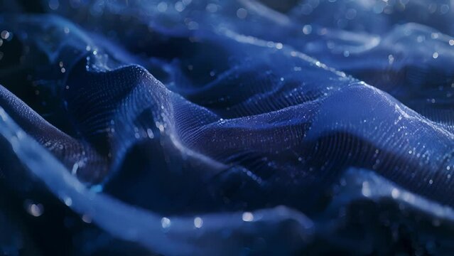 A closeup view of the fabric where the threads appear to be made of shimmering energy and light representing the fundamental forces that govern the behavior of quantum particles.