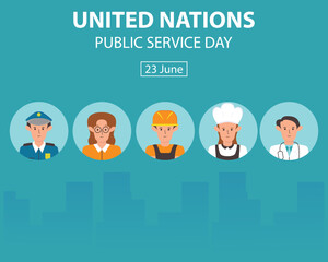 illustration vector graphic of faces of people with different jobs, perfect for international day, united nations public service day, celebrate, greeting card, etc.