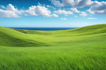 Fototapeta premium green field and blue sky