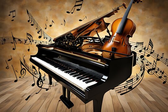 Immersive 3D Musical Landscape with Vibrant Colors and Patterns