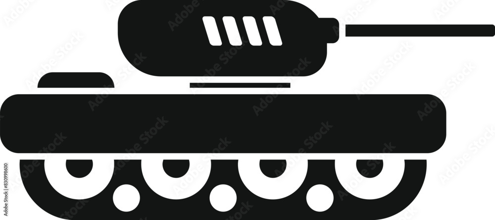 Canvas Prints graphic icon of a tank in a clean, minimalist black silhouette style on white background