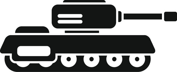 Black silhouette of a classic military tank on a white background, suitable for various designs
