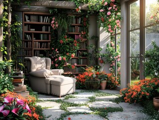 Garden Reading Nook with Comfortable Outdoor Armchair

