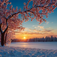 winter landscape with trees and snow
