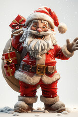 Santa Claus statue with a bag of gifts