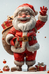 Santa Claus standing with a sack filled with presents