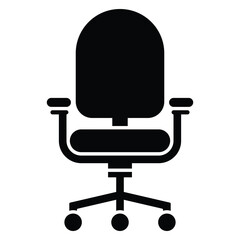 Modern Office chair vector icon. Workspace and Ergonomic Furniture Design. Black silhouette. Symbol, logo illustration.