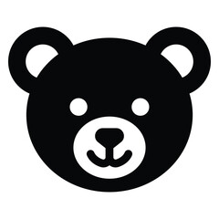 Teddy Bear vector icon. Plush toy symbol. Cute animal head face. Black silhouette.