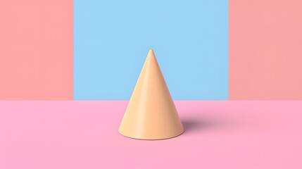 Minimalist Pastel Cone in Abstract Geometry on Artistic Background with 3D Render and Pink Blue Contrast