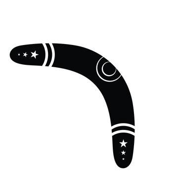 recommend clip art: Boomerang vector icon. Karma sign. Old weapon. Black silhouette. Traditional Aboriginal Throwing Tool and Cultural Symbol.